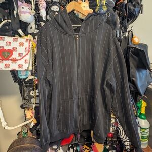 Black Pinstripe Hoodie